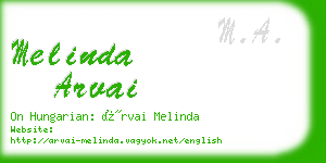 melinda arvai business card